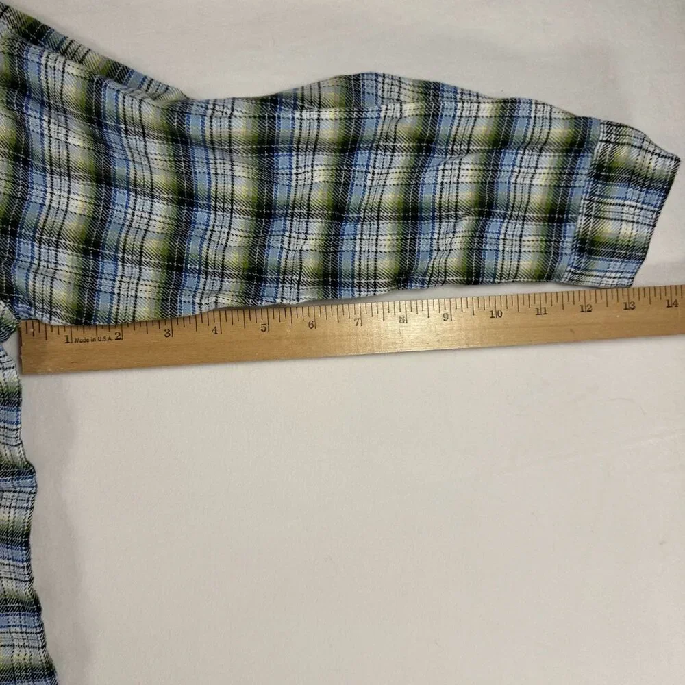 Gymboree Boys’s Size 5 Flannel Plaid Long-Sleeve Shirt Green/Blue/White